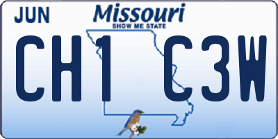 MO license plate CH1C3W