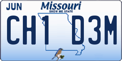 MO license plate CH1D3M
