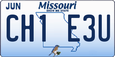 MO license plate CH1E3U
