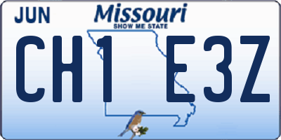 MO license plate CH1E3Z