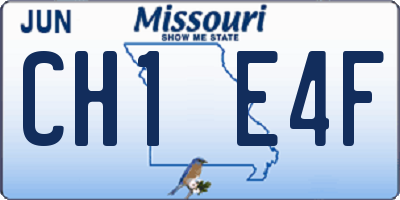 MO license plate CH1E4F