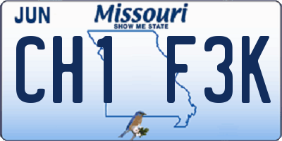 MO license plate CH1F3K
