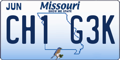 MO license plate CH1G3K