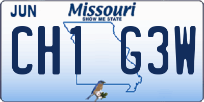 MO license plate CH1G3W