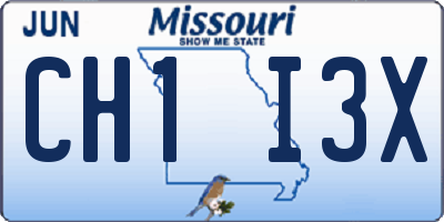 MO license plate CH1I3X