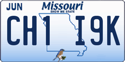 MO license plate CH1I9K