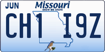 MO license plate CH1I9Z
