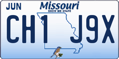 MO license plate CH1J9X