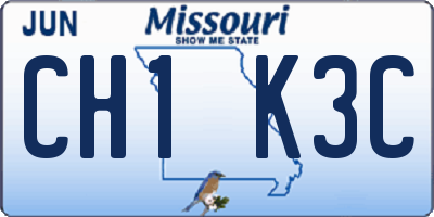 MO license plate CH1K3C