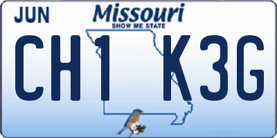 MO license plate CH1K3G