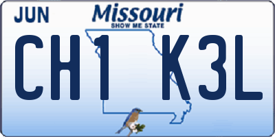MO license plate CH1K3L