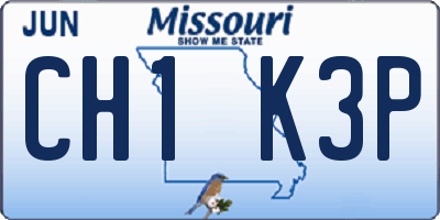 MO license plate CH1K3P