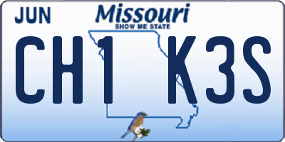 MO license plate CH1K3S