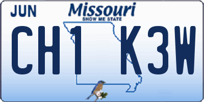 MO license plate CH1K3W