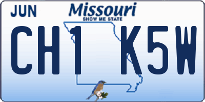 MO license plate CH1K5W