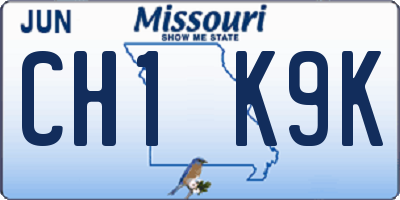 MO license plate CH1K9K