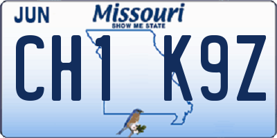 MO license plate CH1K9Z