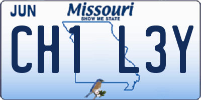 MO license plate CH1L3Y