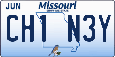 MO license plate CH1N3Y