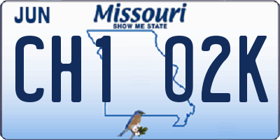 MO license plate CH1O2K