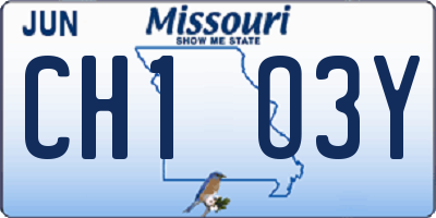 MO license plate CH1O3Y