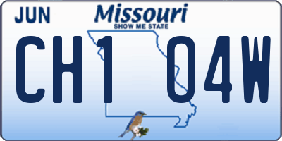 MO license plate CH1O4W