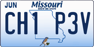 MO license plate CH1P3V