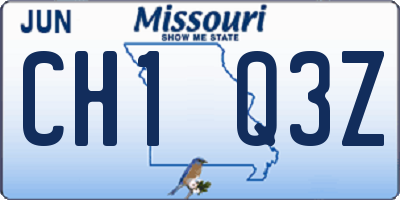 MO license plate CH1Q3Z