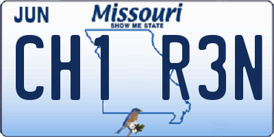 MO license plate CH1R3N