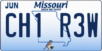 MO license plate CH1R3W