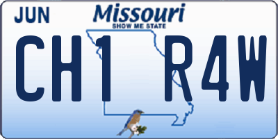 MO license plate CH1R4W