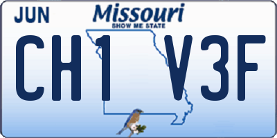 MO license plate CH1V3F