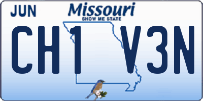MO license plate CH1V3N