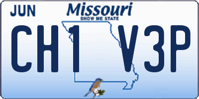 MO license plate CH1V3P