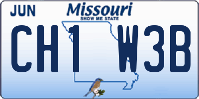 MO license plate CH1W3B