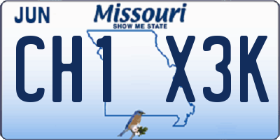 MO license plate CH1X3K