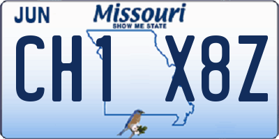 MO license plate CH1X8Z