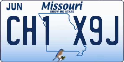 MO license plate CH1X9J