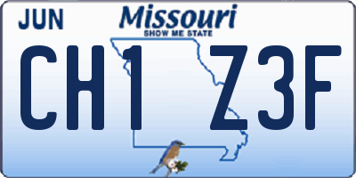 MO license plate CH1Z3F