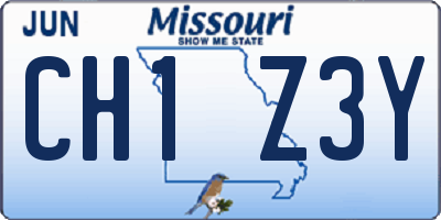 MO license plate CH1Z3Y