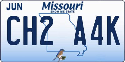 MO license plate CH2A4K