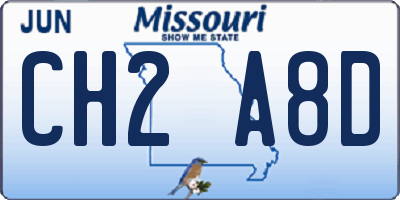 MO license plate CH2A8D
