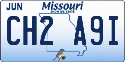MO license plate CH2A9I