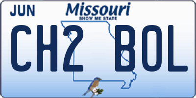 MO license plate CH2B0L