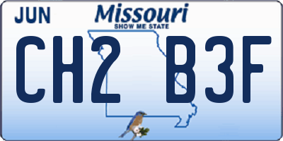 MO license plate CH2B3F