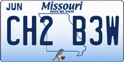 MO license plate CH2B3W