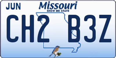 MO license plate CH2B3Z