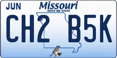 MO license plate CH2B5K
