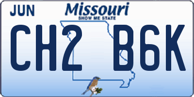 MO license plate CH2B6K