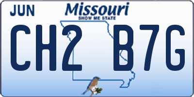 MO license plate CH2B7G